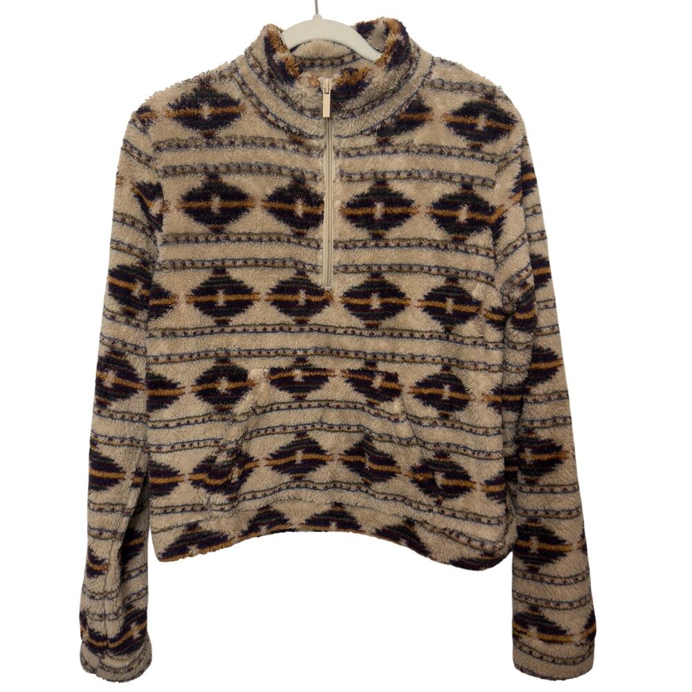 AERO Aztec Fleece Pullover Western Cabincore Cozycore Southwest Sherpa L